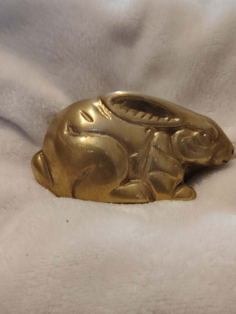 Brass Rabbit Figurine Trinket Dish